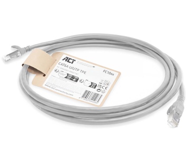ACT Grijze 3 meter TPE U/UTP CAT6A ultra-flex patchkabel snagless met RJ45 connectoren