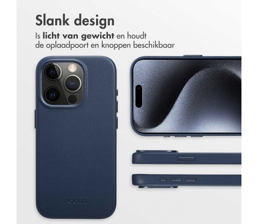 Accezz MagSafe Leather Backcover iPhone 15 Pro - Donkerblauw