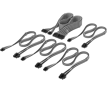 Corsair Elite Premium Individually Sleeved Type-5 PSU Cables Starter Kit, Zwart/Wit Wit, Zwart