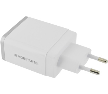 Mobiparts Wall Charger Dual USB 2.4A + Lightning Cable White