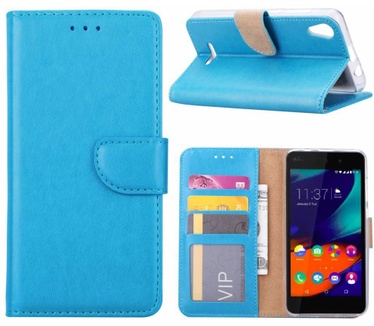 Luxe Lederen Bookcase hoesje voor de Wiko Lenny4 - Blauw (Wiko Lenny 4) Blauw