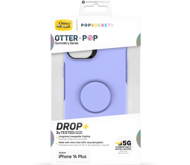 Otterbox OtterBox Otter+Pop Case voor iPhone 14 Plus, Schokbestendig, Valbestendig, Beschermhoes met PopSockets PopGrip, 3x getest volgens militaire standaard, Antimicrobieel, Periwink