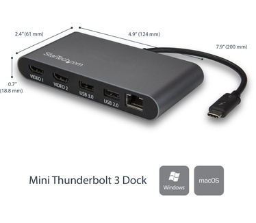 Startech.com Dual 4K monitor Thunderbolt 3 mini dock met HDMI 4K 60Hz
