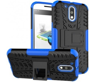 qMust Motorola Moto G4 Rugged Hybrid Case - Dual Protection - Blue
