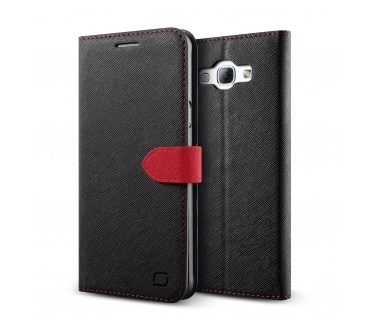 Lific Saffiano Wallet Case Samsung Galaxy A8 - Black/Red