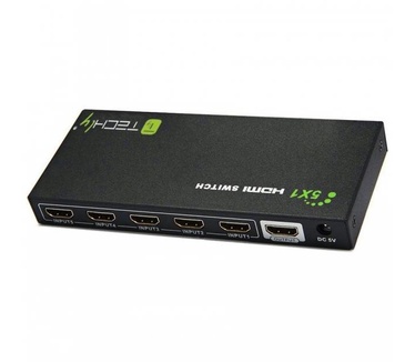 Techly 5 IN 1 OUT HDMI Switch with Remote Control, 4Kx2K, 3D IDATA HDMI-4K51