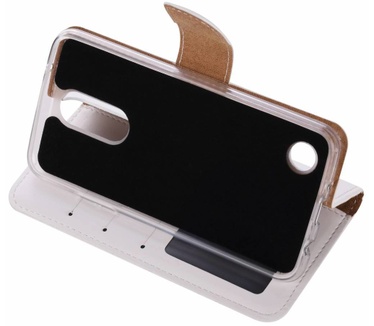 Luxe Lederen Bookcase hoesje voor de LG K4 2017 - Wit (LG K4 2017) Wit