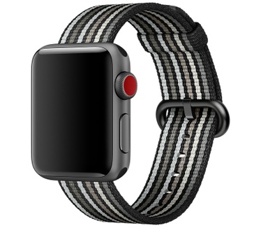 Apple Bandje van geweven nylon - Zwart gestreept (38 mm)