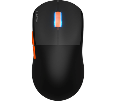 Hator HATOR Quasar 2 PRO Wireless, black/orange Gaming Mouse - Kailh GM X White Sword Switches PixArt PAW3395 (HTM560BO)