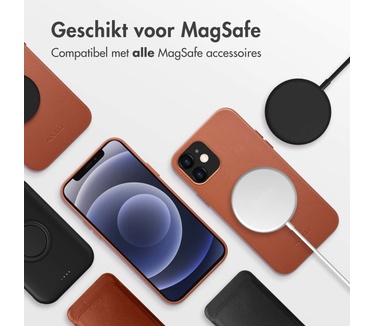 Accezz MagSafe Leather Backcover iPhone 12 (Pro) - Bruin