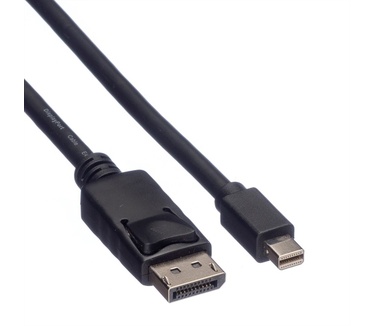 Roline DisplayPort kabel, DP Male - Mini DP Male, TPE, zwart, 5 m