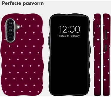 Selencia Vivid Wavy Backcover met MagSafe voor de Samsung Galaxy A57 (5G) - Happy Dots Burgundy