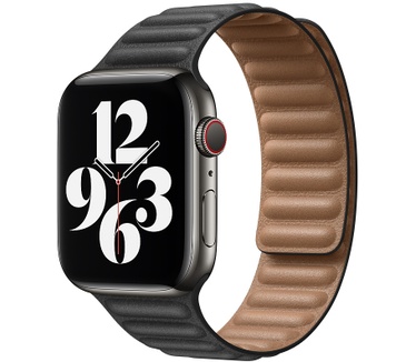 Apple 44mm Black Leather Link - S/M