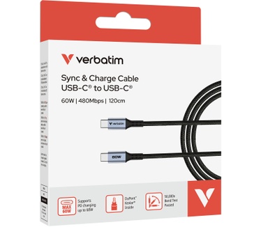 Verbatim Sync & Charge-Kabel - 60W USB-C naar USB-C 120 cm
