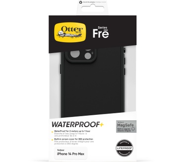 Otterbox OtterBox Fre-hoes voor iPhone 14 Pro Max voor MagSafe, waterdicht (IP68), schokbestendig, vuilbestendig, gestroomlijnd en dun met ingebouwde schermbeschermer, 5x getest volgens militaire standaard, Zwart
