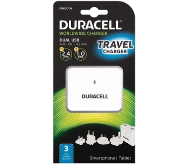 Duracell Dual USB Wall Charger 2.4A &1A