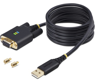Startech.com 2m USB naar Null Modem Adapter/Converter Kabel, COM Retention, FTDI, USB-A naar DB9 RS232, Verwisselbare DB9 Schroeven/Moeren, ESD Besherming, Windows/macOS/Linux Zwart