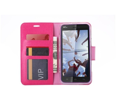 Luxe Lederen Bookcase hoesje voor de Wiko Lenny - Roze (Wiko Lenny) Roze