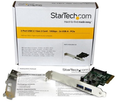 Startech.com 2 poorts USB 3.1 Gen 2 (10Gbps) - PCIe met 2x USB-A