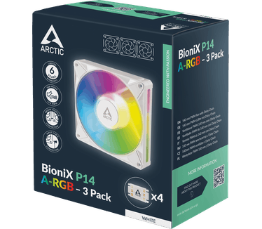 ARCTIC BioniX P14 A-RGB, 3-pack, Wit, 140mm