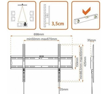 Metronic XLF - Fixe voor televisies van 140 tot 178 cm.