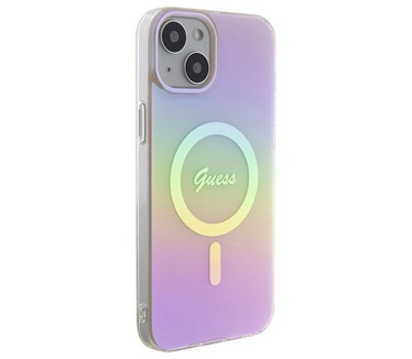 Guess Iridescent MagSafe Back Case - iPhone 15 Plus (6.7") - Roze Roze
