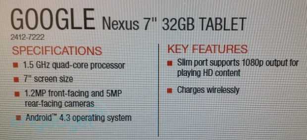 Nieuwe Nexus 7 specificatielijst