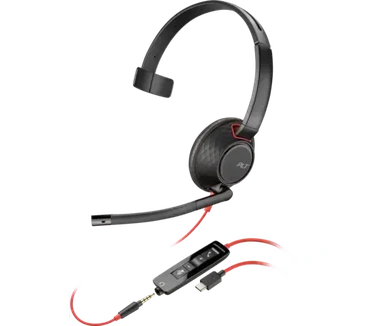 HP Poly Blackwire 5210 mono USB-C-headset + 3,5 mm stekker + USB-C/A-adapter