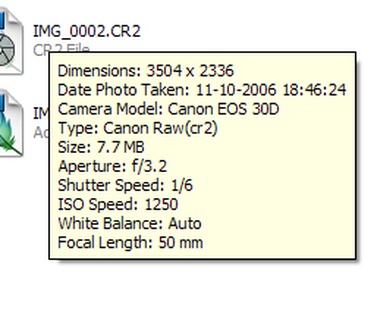 Microsoft Photo Info 1.0 - tooltip