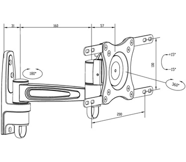 Multibrackets M VESA Flexarm 360 II Black 75 100 200