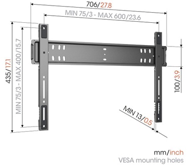 Vogel's Vogels Elite Tvm 5705 Ultra Slim Vaste Tv-beugel 40-110" Max 100kg Vesa 600x400 Muurbeugel