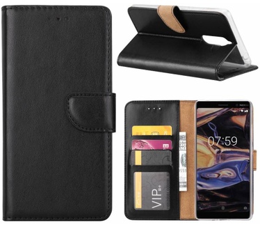 Luxe Lederen Bookcase hoesje voor de Nokia 7 Plus - Zwart (Nokia 7 Plus) Zwart