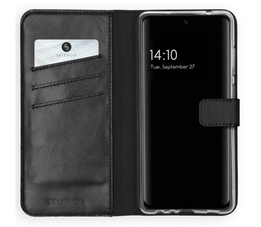 Selencia Echt Lederen Bookcase Samsung Galaxy A72 - Zwart