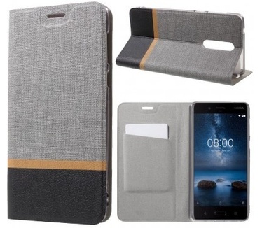 qMust Nokia 8 Wallet Case - TPU frame - Grijs
