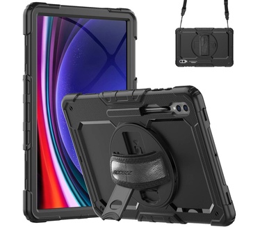 Accezz Rugged Backcover met schouderstrap Samsung Galaxy Tab S9 Ultra - Zwart