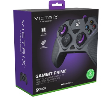 Turtle Beach Victrix Gambit Prime bedrade gamecontroller voor XBOX & PC - Grijs, XBOX Series X|S, XBOX One, 12 verwisselbare delen, 4 toewijsbare knoppen, 5-traps ‘clutch’-hairtriggers, audiocontrole