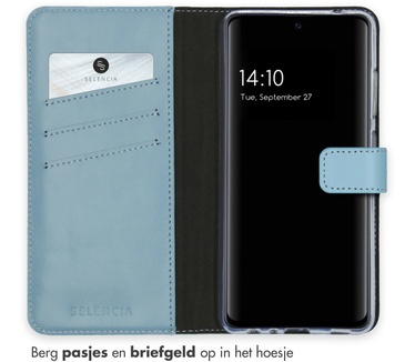 Selencia Echt Lederen Bookcase Samsung Galaxy A52(s) (5G/4G) -Lichtblauw