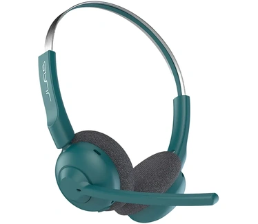 JLab Go Work Pop draadloze koptelefoon met microfoon - 50+ speeltijd Bluetooth koptelefoon voor PC, meervoudige verbinding met computer en mobiel - draadloze laptop koptelefoon met microfoon, groenblauw