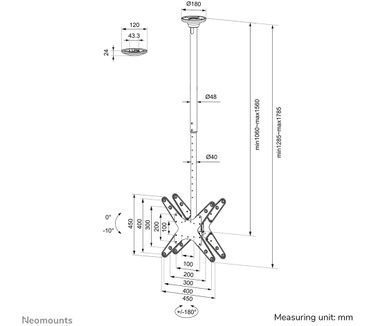 Neomounts by Newstar Neomounts by Newstar TV/monitor plafondsteun