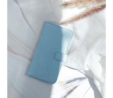 Selencia Echt Lederen Bookcase iPhone 12 (Pro) - Lichtblauw