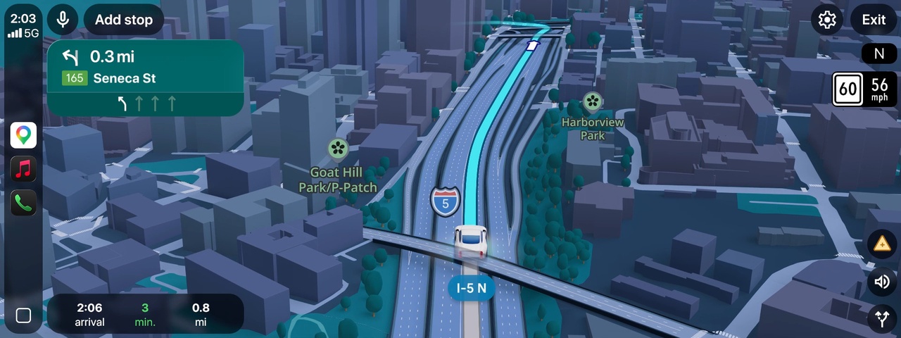 Nieuwe 3d-navigatie in Google Maps moet afslaan en invoegen duidelijker ...