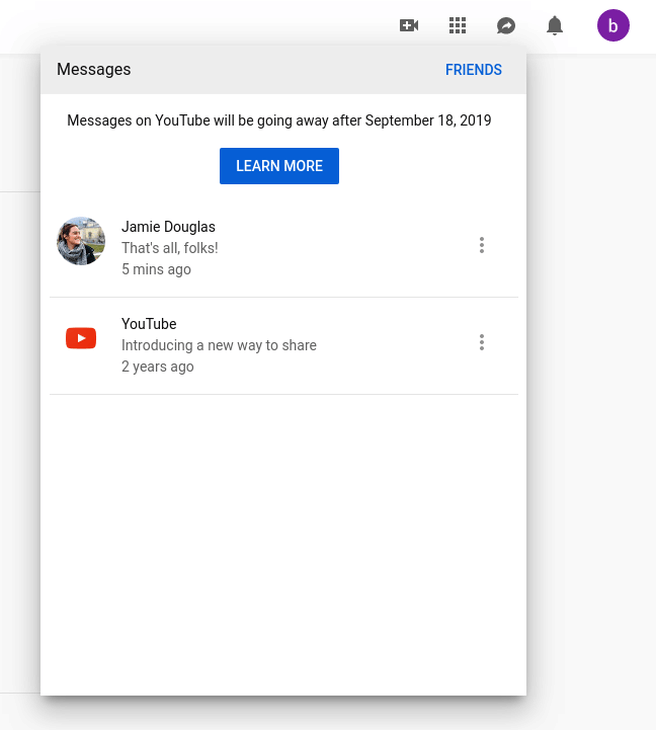 YouTube Message