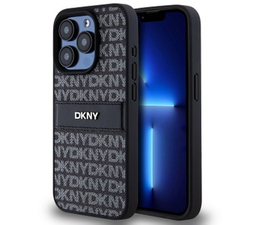 DKNY Textured Tonal Stripe Back Case - iPhone 14 Pro (6.1") Zwart Zwart