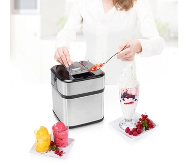 Princess Ijsmachine, 1,5 liter Koelelement, maak zelf heerlijk roomijs, frozen yoghurt en sorbet, digital display, 12 W, zilver, 282605
