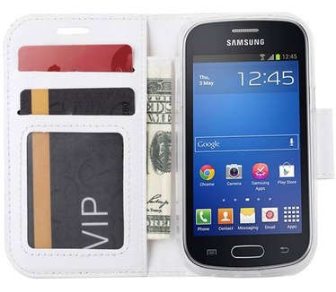 Luxe Lederen Bookcase hoesje voor de Samsung Galaxy Trend Lite - Wit (Samsung Galaxy Trend Lite) Wit