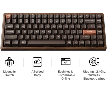 Keychron K2 HE Wireless Magnetic Switch Custom Keyboard - All-Wood Special Edition