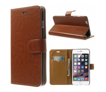 qMust Apple iPhone 6 Plus / 6s Plus Wallet Case met stand (Brown)
