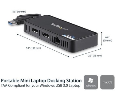 Startech.com USB naar dual DisplayPort mini docking station 2x 4K 60Hz GbE USB 3.0
