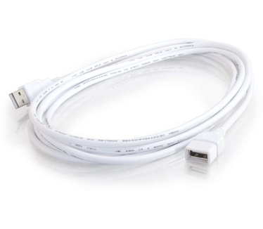 CablesToGo 3m USB 2.0 A mannelijk naar A vrouwelijk verlengkabel - wit