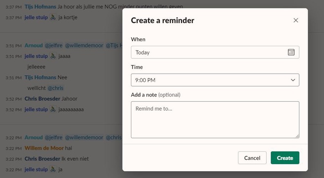 Slack custom reminders